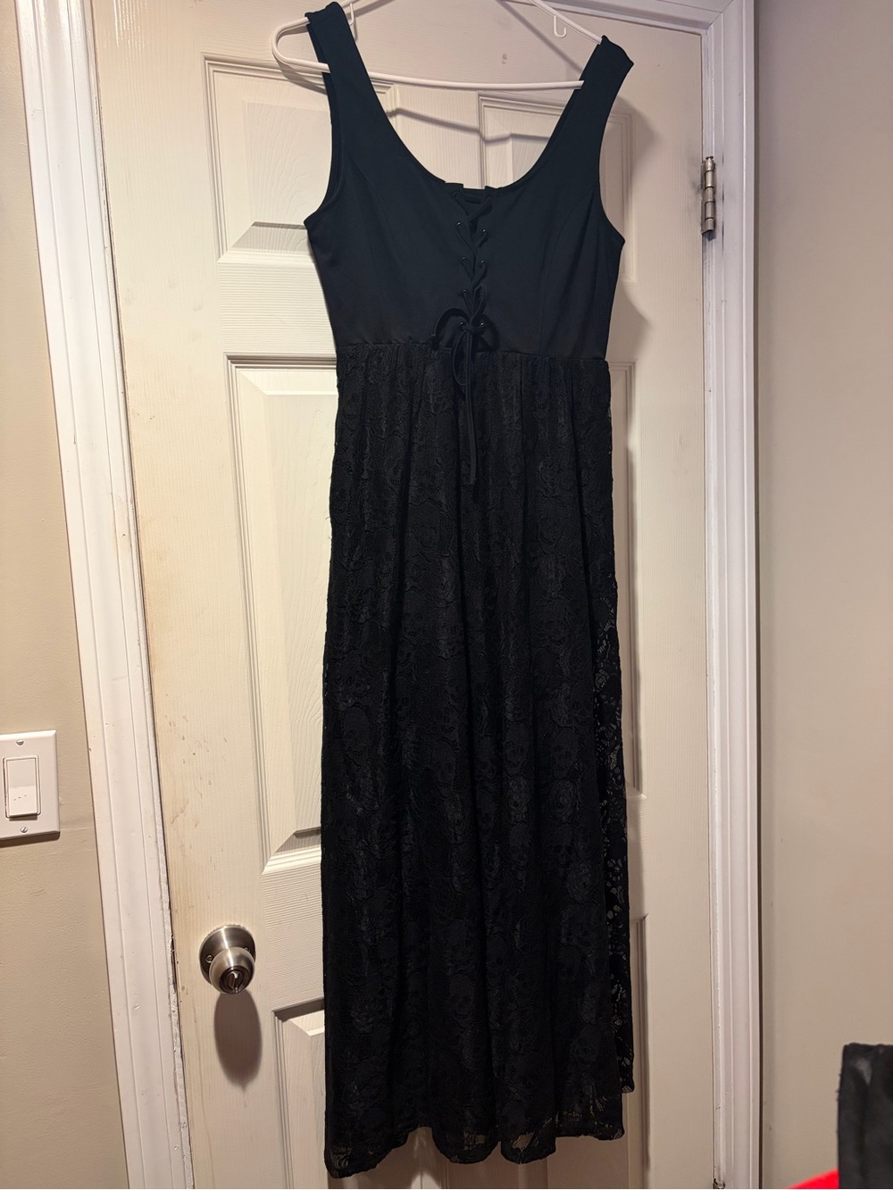 NWOT Hot Topic Black Lace Maxi Dress with Lace-Up Bodice